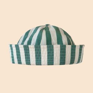 Sailor Hat White&Green Stripes