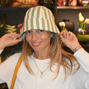 Sailor Hat White&Green Stripes